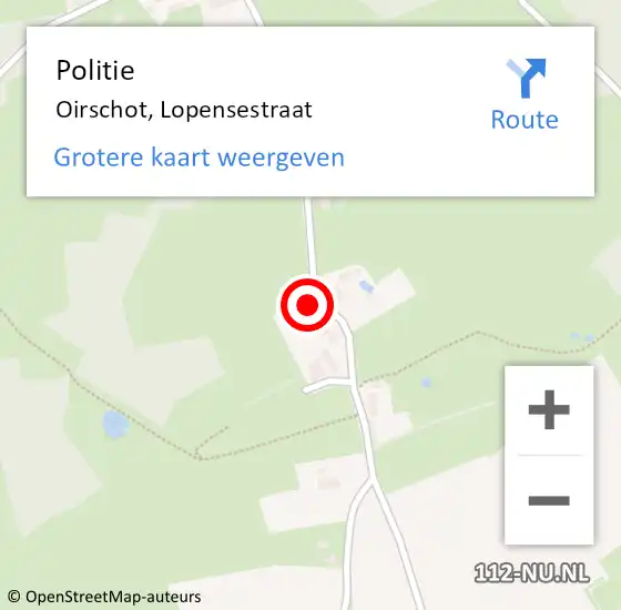 Locatie op kaart van de 112 melding: Politie Oirschot, Lopensestraat op 4 november 2023 10:23