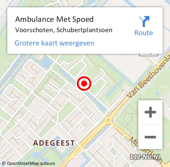 Locatie op kaart van de 112 melding: Ambulance Met Spoed Naar Voorschoten, Schubertplantsoen op 4 november 2023 10:31