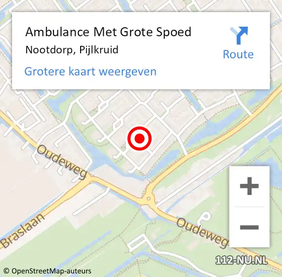 Locatie op kaart van de 112 melding: Ambulance Met Grote Spoed Naar Nootdorp, Pijlkruid op 4 november 2023 10:39