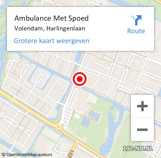 Locatie op kaart van de 112 melding: Ambulance Met Spoed Naar Volendam, Harlingenlaan op 4 november 2023 11:01