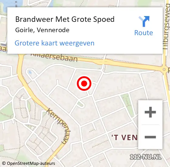 Locatie op kaart van de 112 melding: Brandweer Met Grote Spoed Naar Goirle, Vennerode op 4 november 2023 11:09