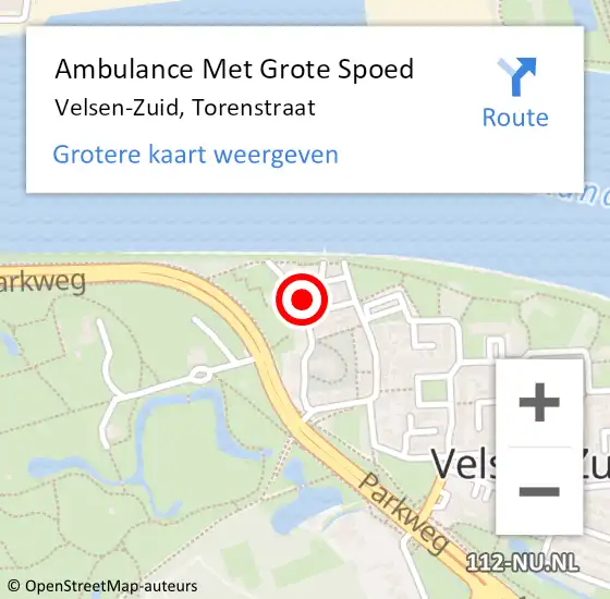 Locatie op kaart van de 112 melding: Ambulance Met Grote Spoed Naar Velsen-Zuid, Torenstraat op 4 november 2023 11:14