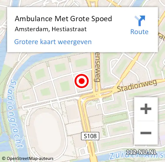 Locatie op kaart van de 112 melding: Ambulance Met Grote Spoed Naar Amsterdam, Hestiastraat op 4 november 2023 11:18