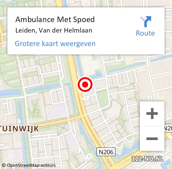 Locatie op kaart van de 112 melding: Ambulance Met Spoed Naar Leiden, Van der Helmlaan op 4 november 2023 11:23