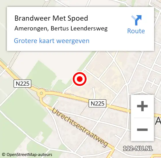 Locatie op kaart van de 112 melding: Brandweer Met Spoed Naar Amerongen, Bertus Leendersweg op 4 november 2023 11:29