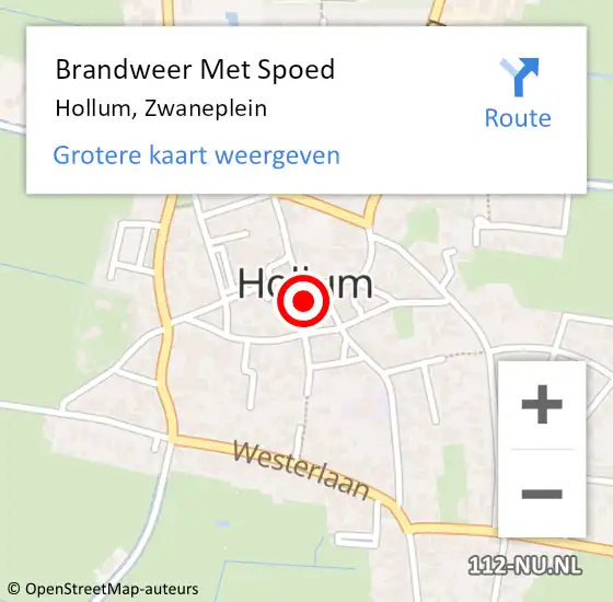 Locatie op kaart van de 112 melding: Brandweer Met Spoed Naar Hollum, Zwaneplein op 4 november 2023 12:09