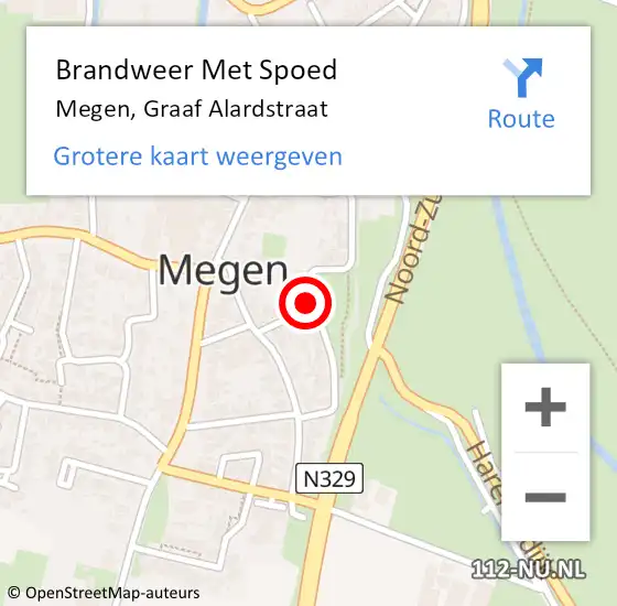Locatie op kaart van de 112 melding: Brandweer Met Spoed Naar Megen, Graaf Alardstraat op 4 november 2023 12:10