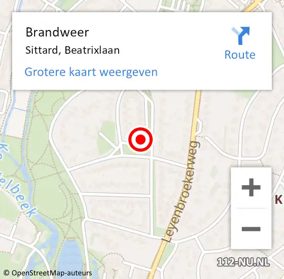 Locatie op kaart van de 112 melding: Brandweer Sittard, Beatrixlaan op 4 november 2023 12:27