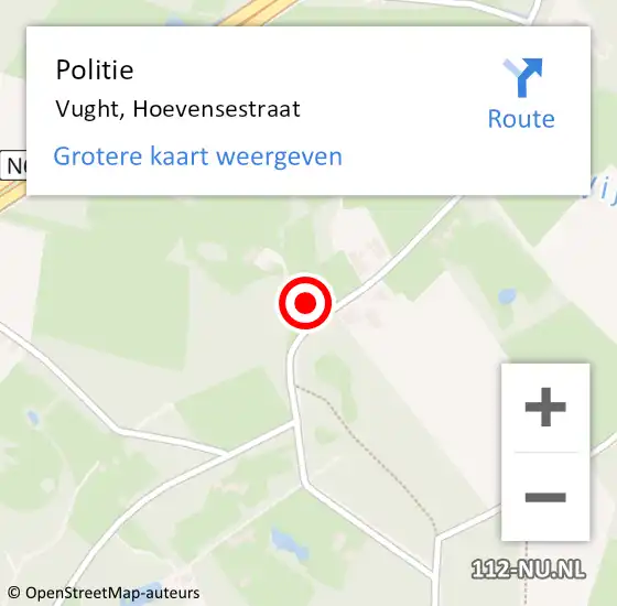 Locatie op kaart van de 112 melding: Politie Vught, Hoevensestraat op 4 november 2023 12:43