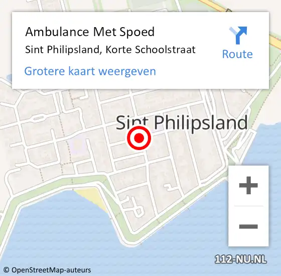 Locatie op kaart van de 112 melding: Ambulance Met Spoed Naar Sint Philipsland, Korte Schoolstraat op 14 oktober 2013 13:47