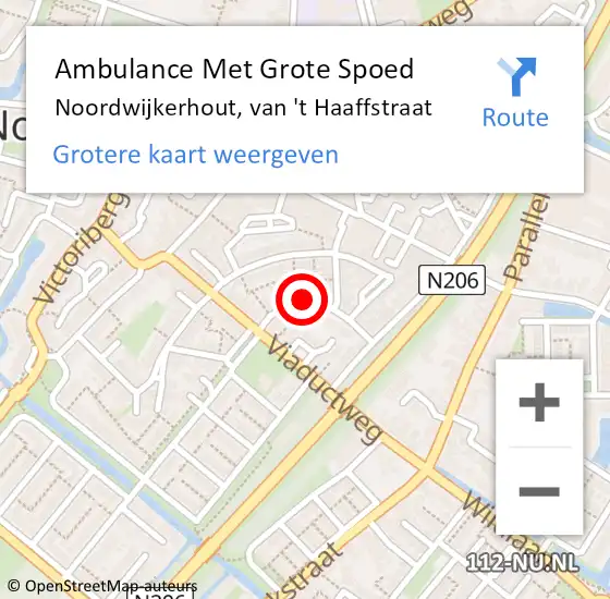 Locatie op kaart van de 112 melding: Ambulance Met Grote Spoed Naar Noordwijkerhout, van 't Haaffstraat op 4 november 2023 13:08