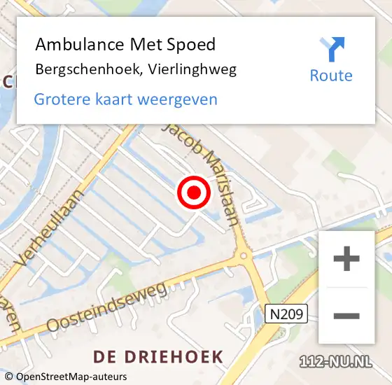 Locatie op kaart van de 112 melding: Ambulance Met Spoed Naar Bergschenhoek, Vierlinghweg op 4 november 2023 13:13
