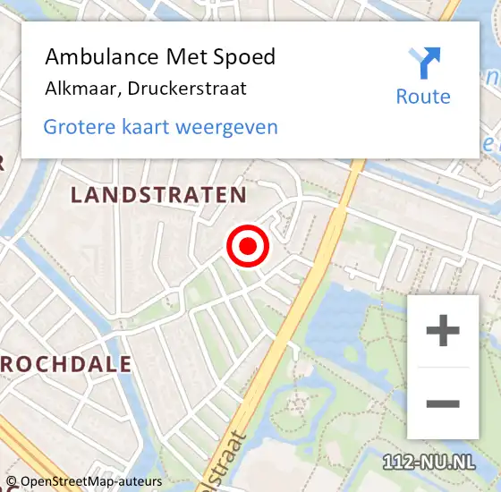 Locatie op kaart van de 112 melding: Ambulance Met Spoed Naar Alkmaar, Druckerstraat op 4 november 2023 13:43