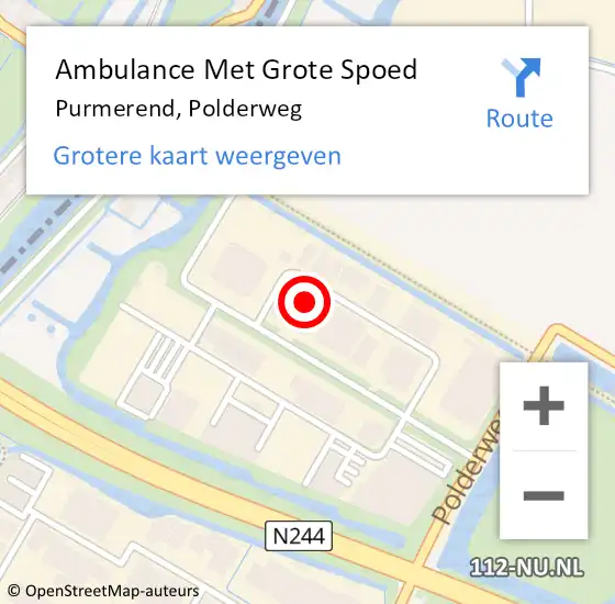 Locatie op kaart van de 112 melding: Ambulance Met Grote Spoed Naar Purmerend, Polderweg op 4 november 2023 14:00