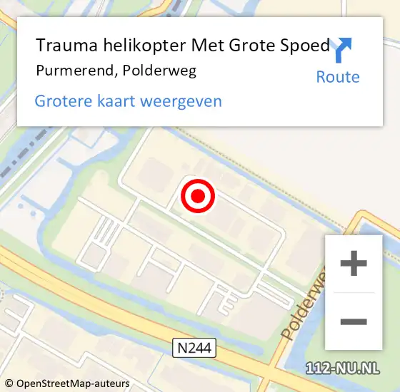 Locatie op kaart van de 112 melding: Trauma helikopter Met Grote Spoed Naar Purmerend, Polderweg op 4 november 2023 14:01