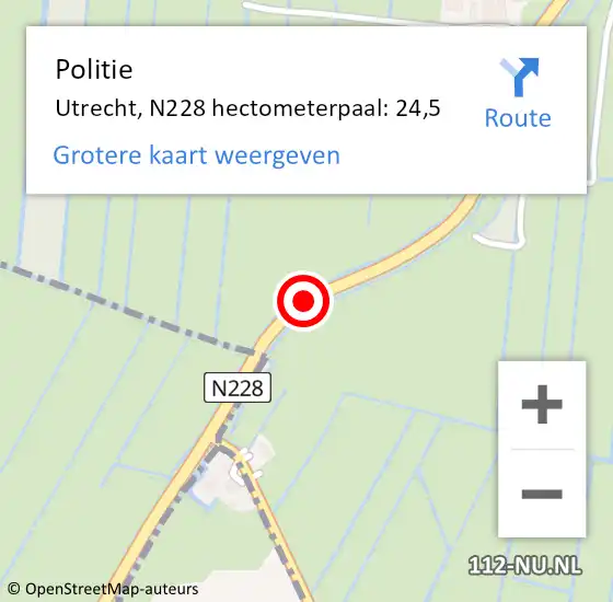 Locatie op kaart van de 112 melding: Politie Utrecht, N228 hectometerpaal: 24,5 op 4 november 2023 14:08