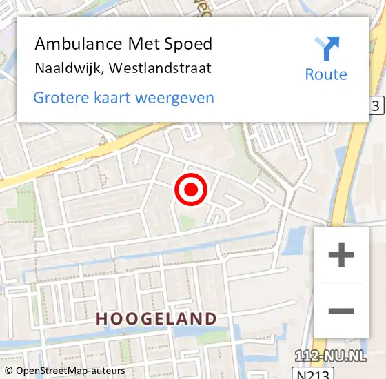 Locatie op kaart van de 112 melding: Ambulance Met Spoed Naar Naaldwijk, Westlandstraat op 4 november 2023 14:21