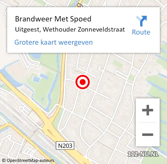 Locatie op kaart van de 112 melding: Brandweer Met Spoed Naar Uitgeest, Wethouder Zonneveldstraat op 4 november 2023 14:39