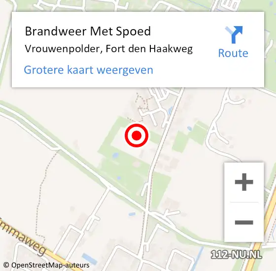 Locatie op kaart van de 112 melding: Brandweer Met Spoed Naar Vrouwenpolder, Fort den Haakweg op 4 november 2023 14:45