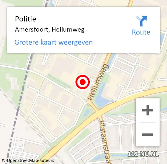 Locatie op kaart van de 112 melding: Politie Amersfoort, Heliumweg op 4 november 2023 15:07