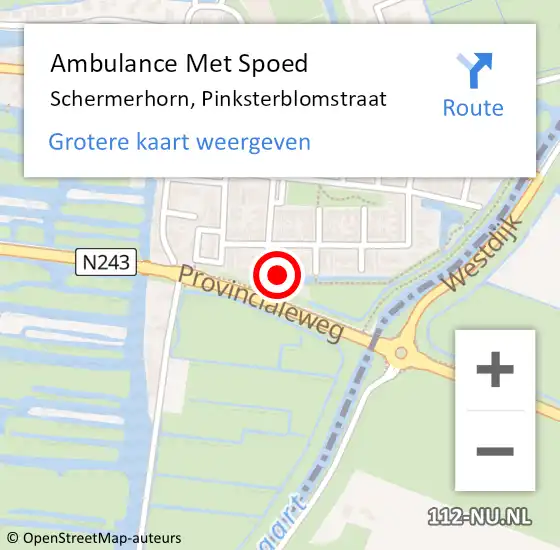 Locatie op kaart van de 112 melding: Ambulance Met Spoed Naar Schermerhorn, Pinksterblomstraat op 4 november 2023 15:32