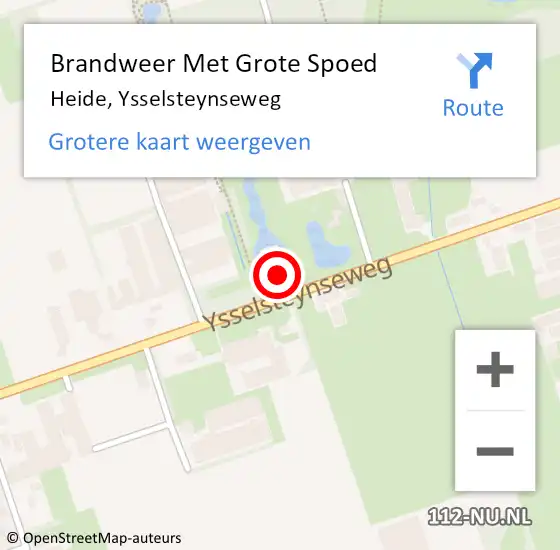 Locatie op kaart van de 112 melding: Brandweer Met Grote Spoed Naar Heide, Ysselsteynseweg op 4 november 2023 15:41