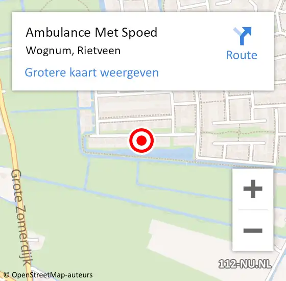 Locatie op kaart van de 112 melding: Ambulance Met Spoed Naar Wognum, Rietveen op 4 november 2023 16:42