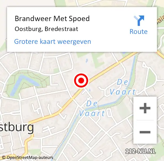 Locatie op kaart van de 112 melding: Brandweer Met Spoed Naar Oostburg, Bredestraat op 4 november 2023 16:44