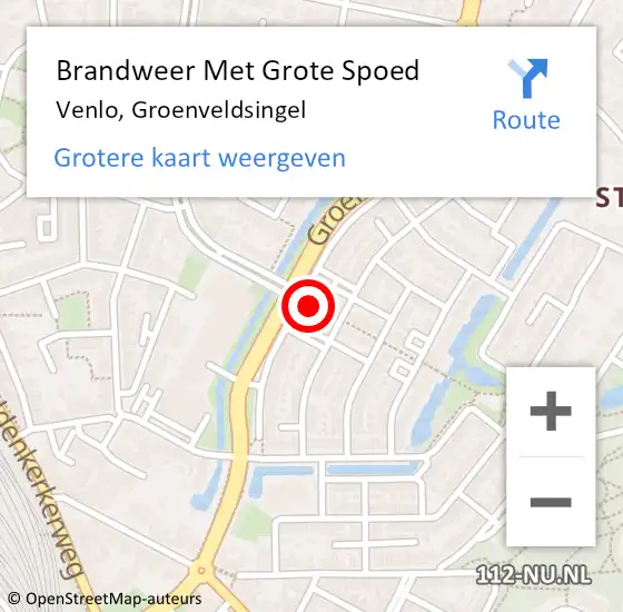 Locatie op kaart van de 112 melding: Brandweer Met Grote Spoed Naar Venlo, Groenveldsingel op 4 november 2023 16:45