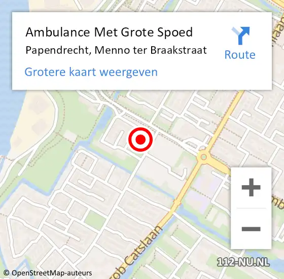 Locatie op kaart van de 112 melding: Ambulance Met Grote Spoed Naar Papendrecht, Menno ter Braakstraat op 4 november 2023 17:20