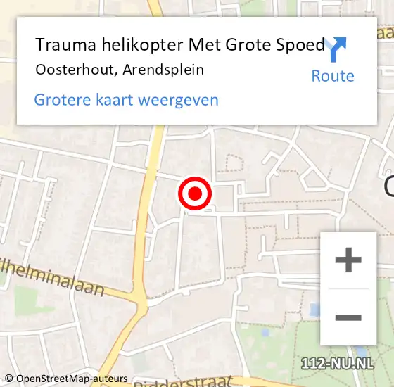 Locatie op kaart van de 112 melding: Trauma helikopter Met Grote Spoed Naar Oosterhout, Arendsplein op 4 november 2023 17:20
