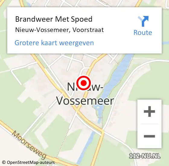 Locatie op kaart van de 112 melding: Brandweer Met Spoed Naar Nieuw-Vossemeer, Voorstraat op 4 november 2023 17:21