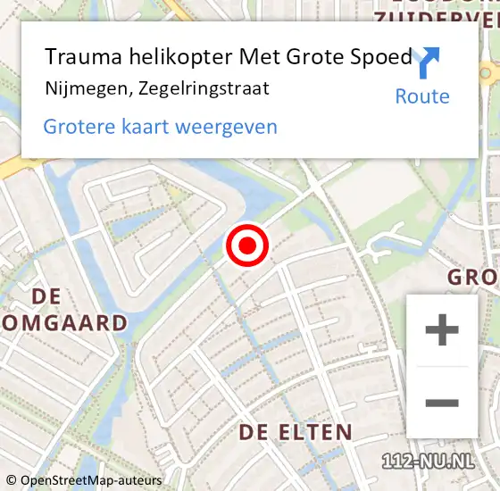 Locatie op kaart van de 112 melding: Trauma helikopter Met Grote Spoed Naar Nijmegen, Zegelringstraat op 4 november 2023 17:38