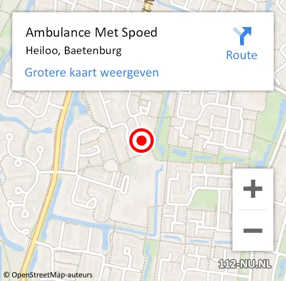 Locatie op kaart van de 112 melding: Ambulance Met Spoed Naar Heiloo, Baetenburg op 4 november 2023 17:47