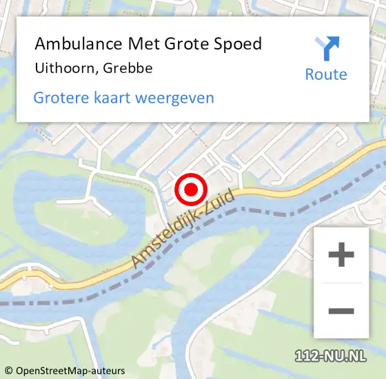 Locatie op kaart van de 112 melding: Ambulance Met Grote Spoed Naar Uithoorn, Grebbe op 14 september 2014 01:13