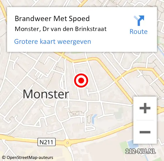 Locatie op kaart van de 112 melding: Brandweer Met Spoed Naar Monster, Dr van den Brinkstraat op 4 november 2023 18:27