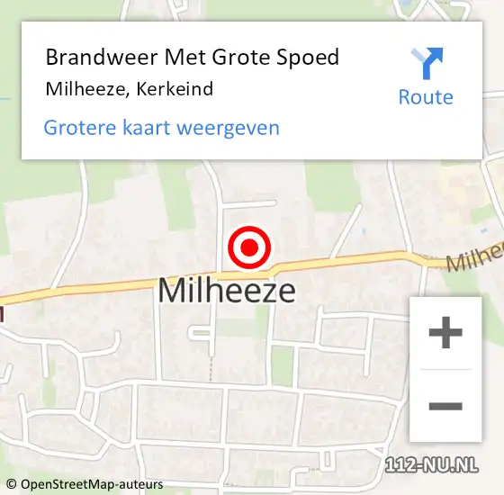 Locatie op kaart van de 112 melding: Brandweer Met Grote Spoed Naar Milheeze, Kerkeind op 4 november 2023 18:49