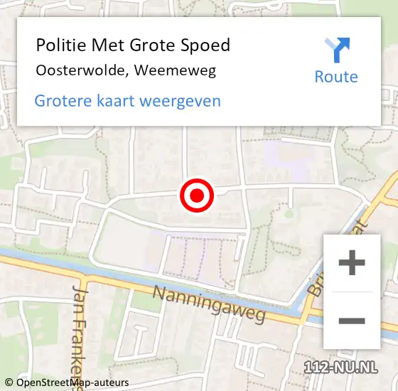 Locatie op kaart van de 112 melding: Politie Met Grote Spoed Naar Oosterwolde, Weemeweg op 4 november 2023 18:50