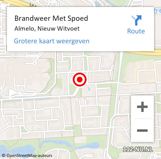 Locatie op kaart van de 112 melding: Brandweer Met Spoed Naar Almelo, Nieuw Witvoet op 14 september 2014 01:22