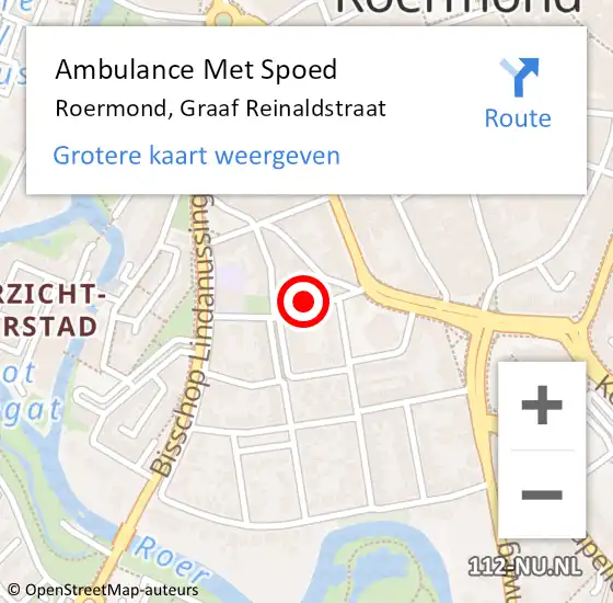 Locatie op kaart van de 112 melding: Ambulance Met Spoed Naar Roermond, Graaf Reinaldstraat op 4 november 2023 19:11