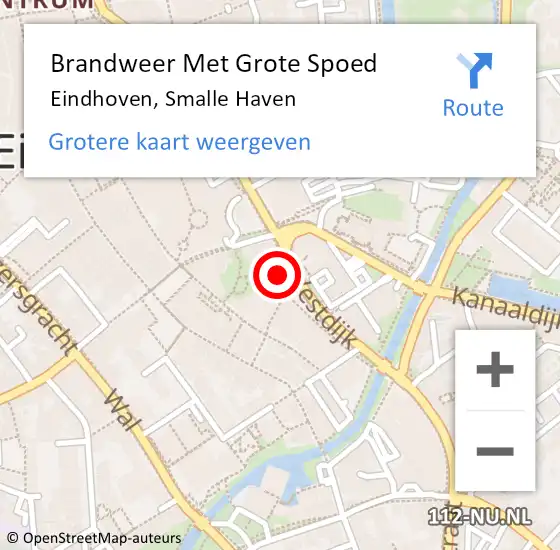Locatie op kaart van de 112 melding: Brandweer Met Grote Spoed Naar Eindhoven, Smalle Haven op 4 november 2023 19:19