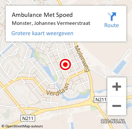 Locatie op kaart van de 112 melding: Ambulance Met Spoed Naar Monster, Johannes Vermeerstraat op 4 november 2023 19:25