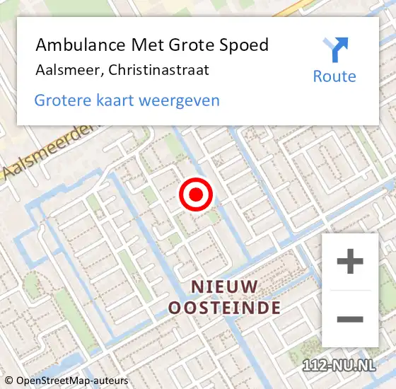 Locatie op kaart van de 112 melding: Ambulance Met Grote Spoed Naar Aalsmeer, Christinastraat op 4 november 2023 19:40