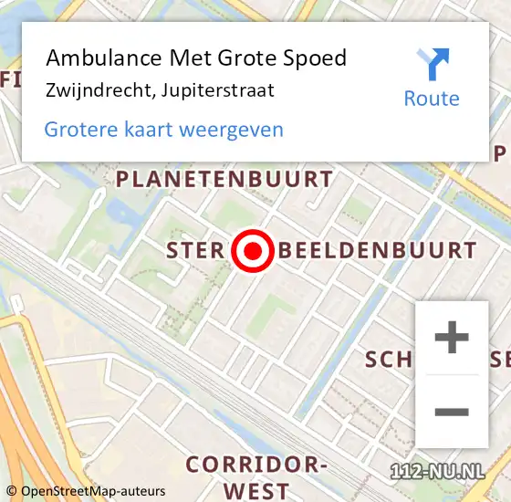 Locatie op kaart van de 112 melding: Ambulance Met Grote Spoed Naar Zwijndrecht, Jupiterstraat op 4 november 2023 20:27