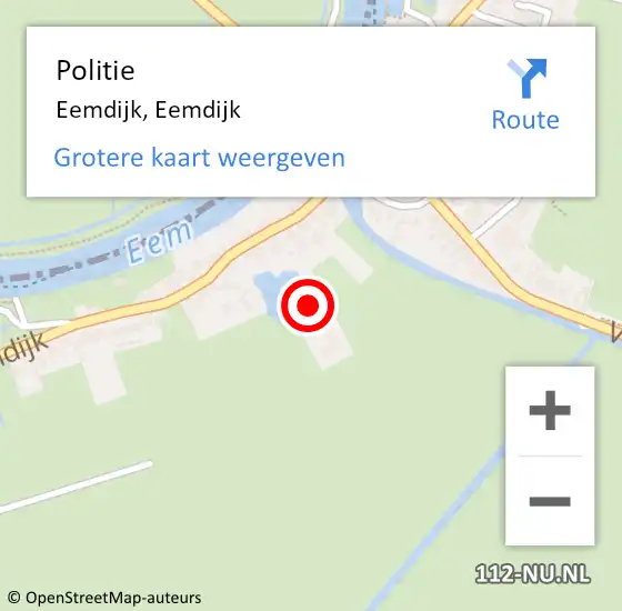 Locatie op kaart van de 112 melding: Politie Eemdijk, Eemdijk op 4 november 2023 20:30