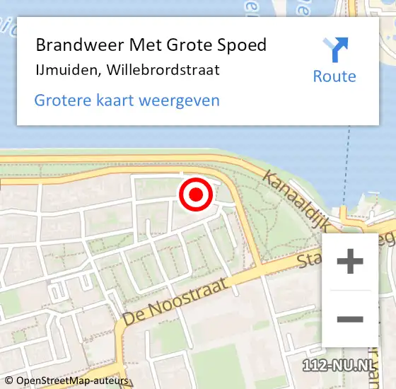 Locatie op kaart van de 112 melding: Brandweer Met Grote Spoed Naar IJmuiden, Willebrordstraat op 4 november 2023 20:44