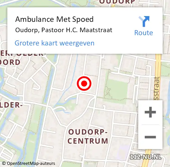 Locatie op kaart van de 112 melding: Ambulance Met Spoed Naar Oudorp, Pastoor H.C. Maatstraat op 14 september 2014 01:36