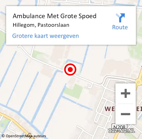 Locatie op kaart van de 112 melding: Ambulance Met Grote Spoed Naar Hillegom, Pastoorslaan op 4 november 2023 21:32