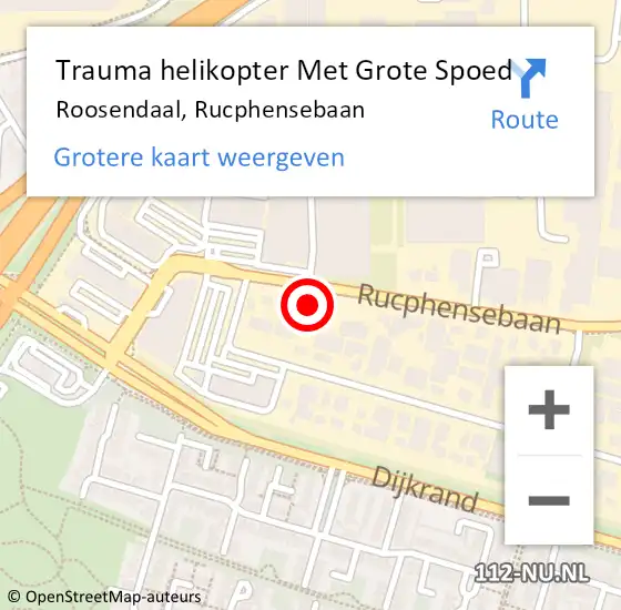 Locatie op kaart van de 112 melding: Trauma helikopter Met Grote Spoed Naar Roosendaal, Rucphensebaan op 4 november 2023 21:34