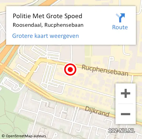 Locatie op kaart van de 112 melding: Politie Met Grote Spoed Naar Roosendaal, Rucphensebaan op 4 november 2023 21:38